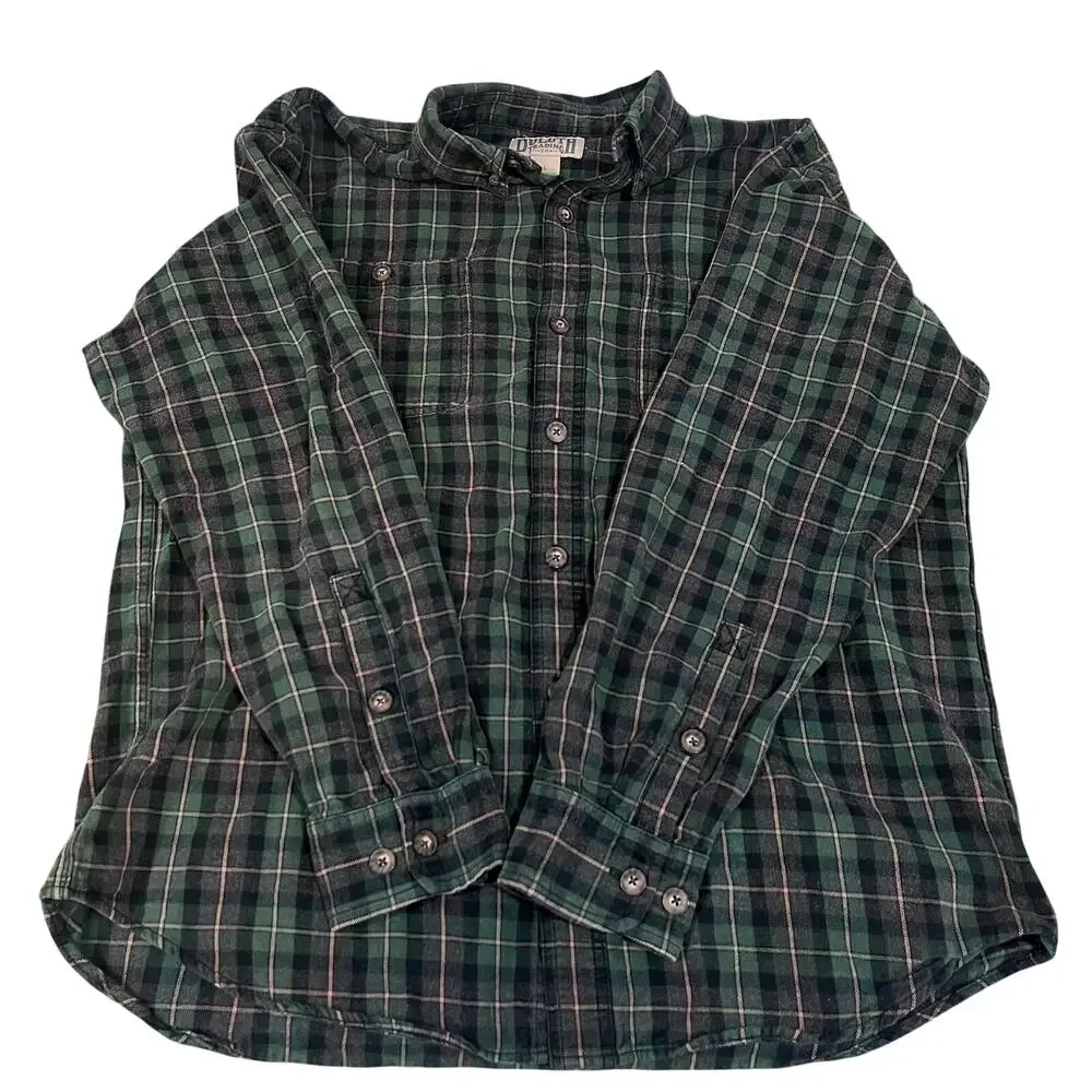 Duluth Men's Free Swingin' Flannel Relaxed Fit Shirt Green Plaid Large - Picture 4 of 7